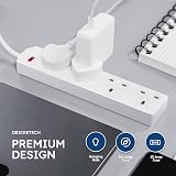 Desiretech White 4 Gang Extension Lead 1m UK Plug Wall Mountable view 4