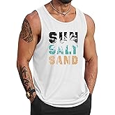 VOGSTART Mens Hawaiian Beach Tank Tops Summer Vacation Muscle Top Graphic Sleeveless Shirts (S-3XL)