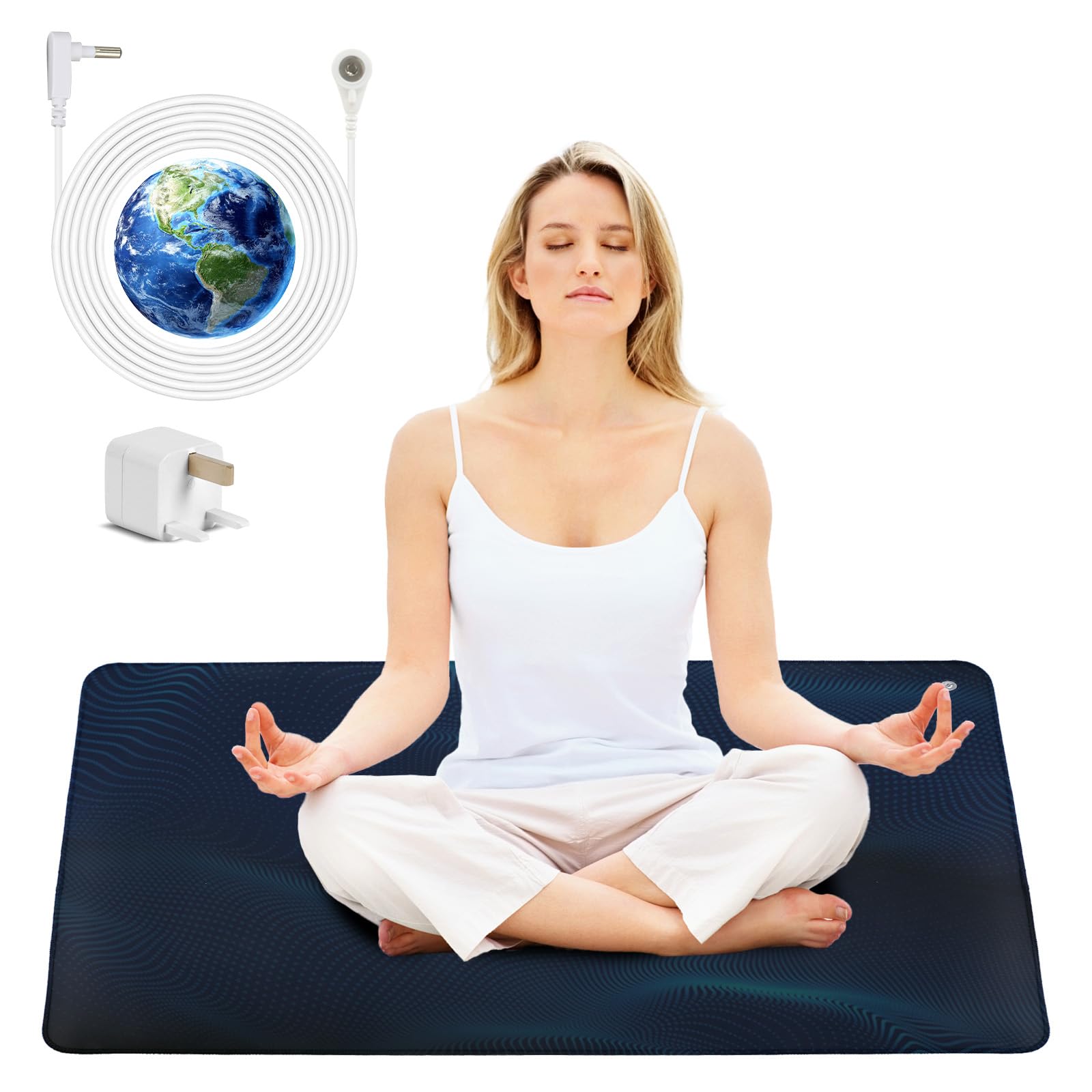 ConBlom Earthing Mat with UK Cord - 30x100cm, Large Grounding Mat 10% Silver Fiber, Ground mat for Improved Sleep, Reduced Anxiety, Pain, Inflammation, Headache Relief, Balance