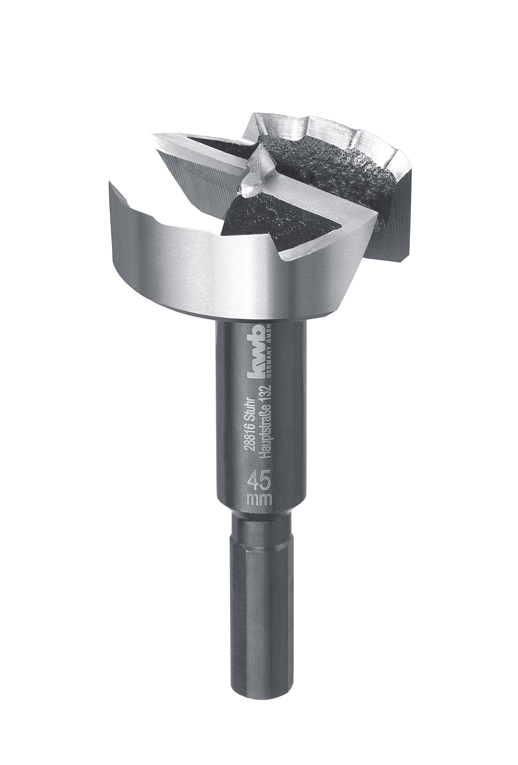 kwb Speed forstner bit Ø 45 Mm Made of Hardened and Tempered Special Steel with Precise Serrated Edge, Centre Point, Optimally Sharpened and Hardened Cutting Edges and Polished Surface.