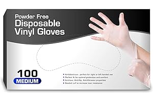 Vinyl Gloves, Disposable Gloves, Comfortable, Powder Free, Latex Free | 100 Pcs Medium