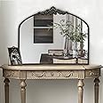 WAMIRRO Arched Mirror,Black Traditional Vintage Ornate Baroque Mirror,Antique Brass Mirror for Entryway/Fireplace/Living Room/Hallway/Bathroom.30“X36“ Balck