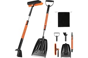 41'' Car Snow Brush and ice Scraper, Snow Shovel for car, Snow Shovel Brooms with Foam Handles 360° Swivel Brooms, Snow Shove