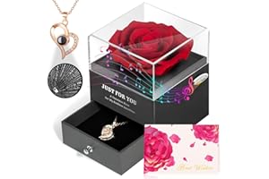 ADDWel Preserved Rose Gifts for Mom Birthday – Forever Real Rose Music Box for Women – You Are My Sunshine Gifts for Mom Grandma Wife Girlfriend – Eternal Roses Musical Box with I Love You Necklace