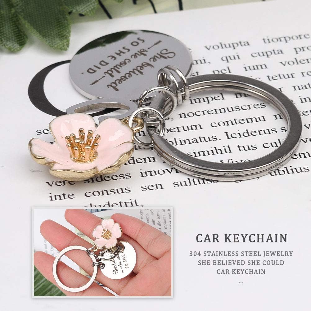 kuou Inspirational Quote Keychain She believes she could so she did Keyring Keychain Gifts Women Girl's Key Ring Chain for Best Friends Daughter - Image 5