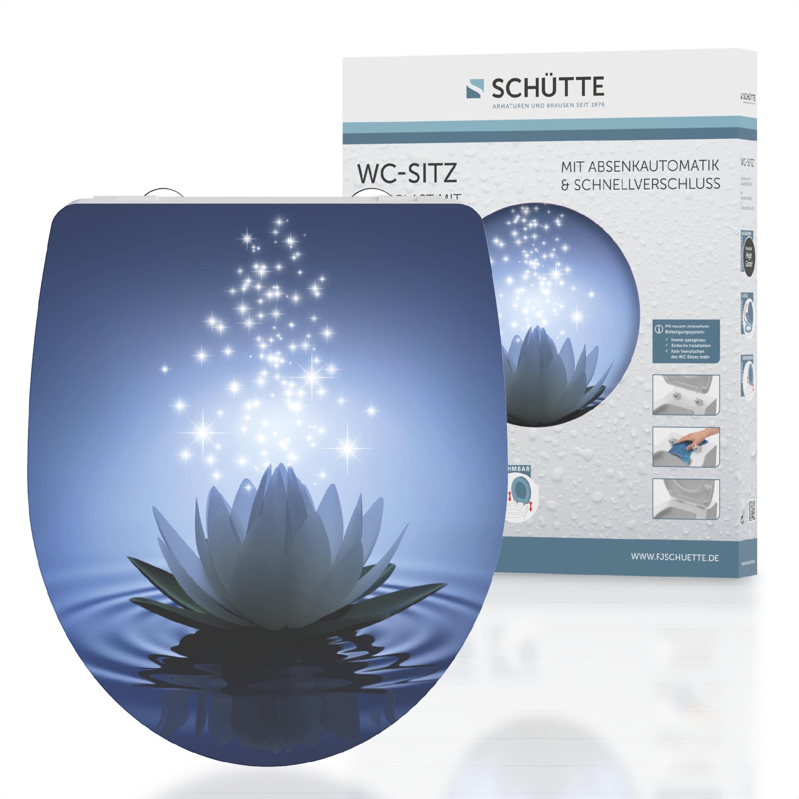 SCHÜTTE Duroplast HG Water Lily 82582 Toilet Seat with Soft-Close Mechanism, Quick Release for Easy Cleaning, Maximum Load of The Toilet Seat 150 kg