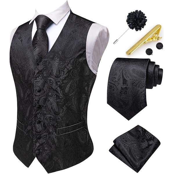 Gilet Da Uomo Smoking Salvia Fantasia Paisley - Abito Formale Per Matrimonio E Ballo - Foto 4