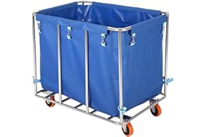 Garvee 400L Heavy Duty Commercial Laundry Cart with Wheels - Industrial Rolling Hamper - Sturdy Steel Frame - Removable Water
