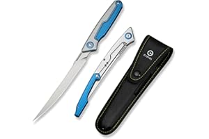 CIVIVI Shawka Folding Fillet Knife, Fish Fillet Knife 5.81" 14C28N Blade, Foldable Aluminum Handle with Handle Lock for Outdoor Fishing, Includes Nylon Sheath C22029B-2