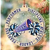 Cheerleader Christmas Ornament - Cheerleader Ornaments for Christmas Tree - Cheerleader 2 Layer Wood & Acrylic Ornament Decor 2024 - Cheerleader Gifts for Men, Women - Gifts for Cheerleader Lovers