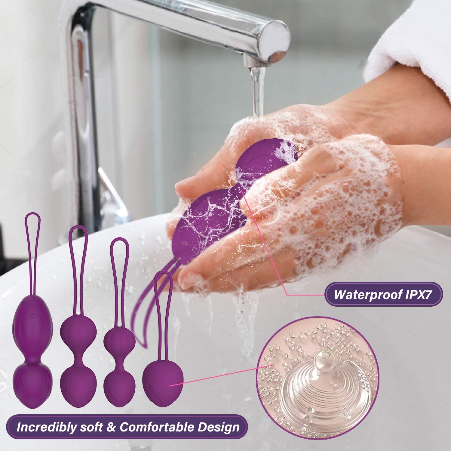 oGoDeal Kegel Balls for Women Tightening & Pleasure for Beginners - 5 in 1 Kegel Exercise Weights Products for Bladder Control Pelvic Floor Device Ben Wa Balls Kits with Remote Purple: Health & Personal Care