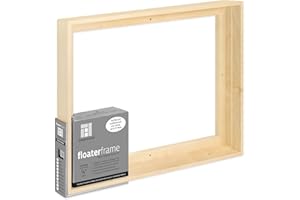 Ampersand Art Supply Floaterframe Readymade Frame for Flat and 7/8" Deep Wood Panel and Canvas Artwork, Paintings, Prints, and More, 12"x16", Maple Thin