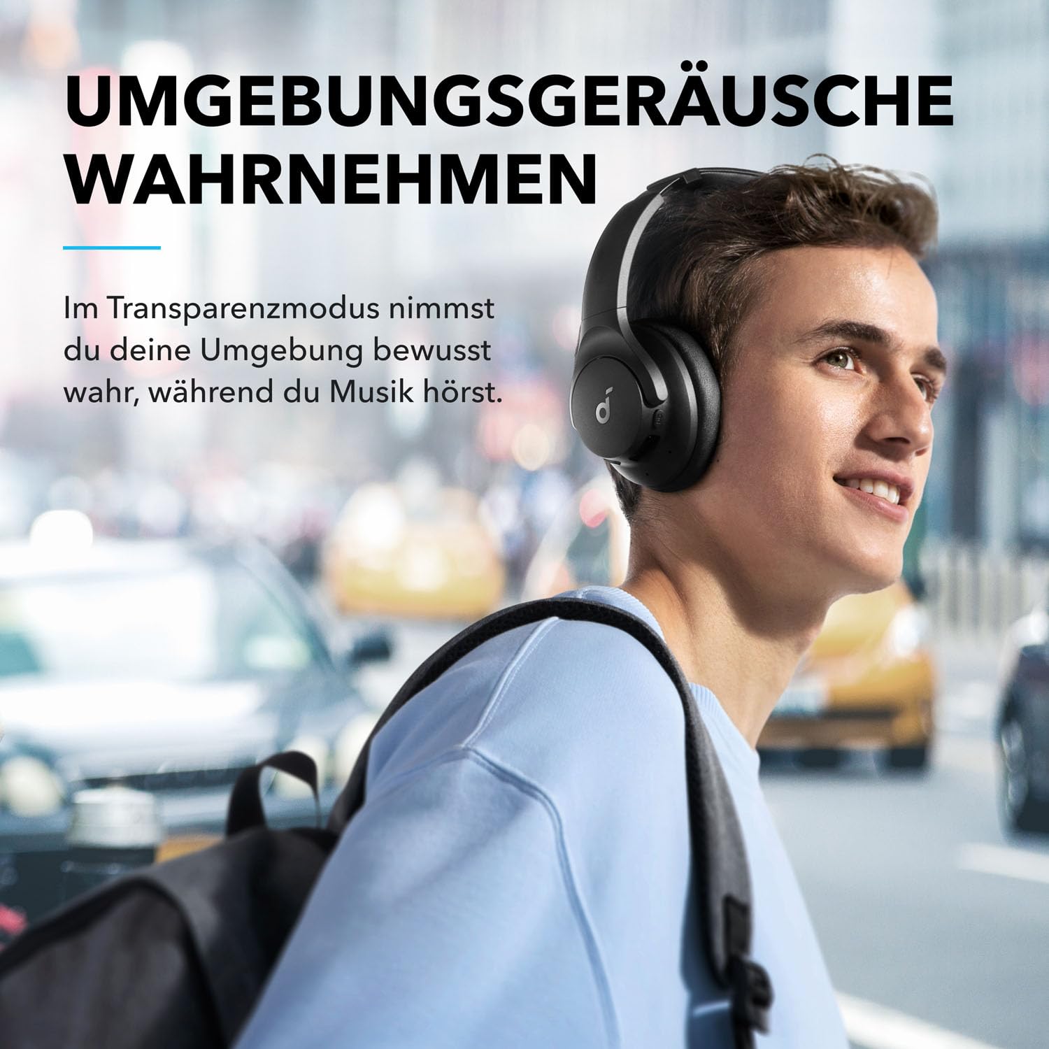 soundcore by Anker Q20i kabelloser Bluetooth Over-Ear-Kopfhörer mit Hybrid Active Noise Cancelling, 40h Spielzeit im ANC-Modus, Hi-Res Audio, tiefer Bass, Personalisierung per App(Schwarz) 6