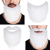 Skylety 2 Pieces Santa Outfit Beard Set White Fake Beards Santa Claus Gnome Dwarf Christmas Costumes Accessories for Christmas Halloween Party Supplies
