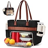LOVEVOOK Lunch Tote Bag for Women, Work Bag with Insulated Lunch Compartment Laptop Bag Large Lunch Bag for Teacher, Daily