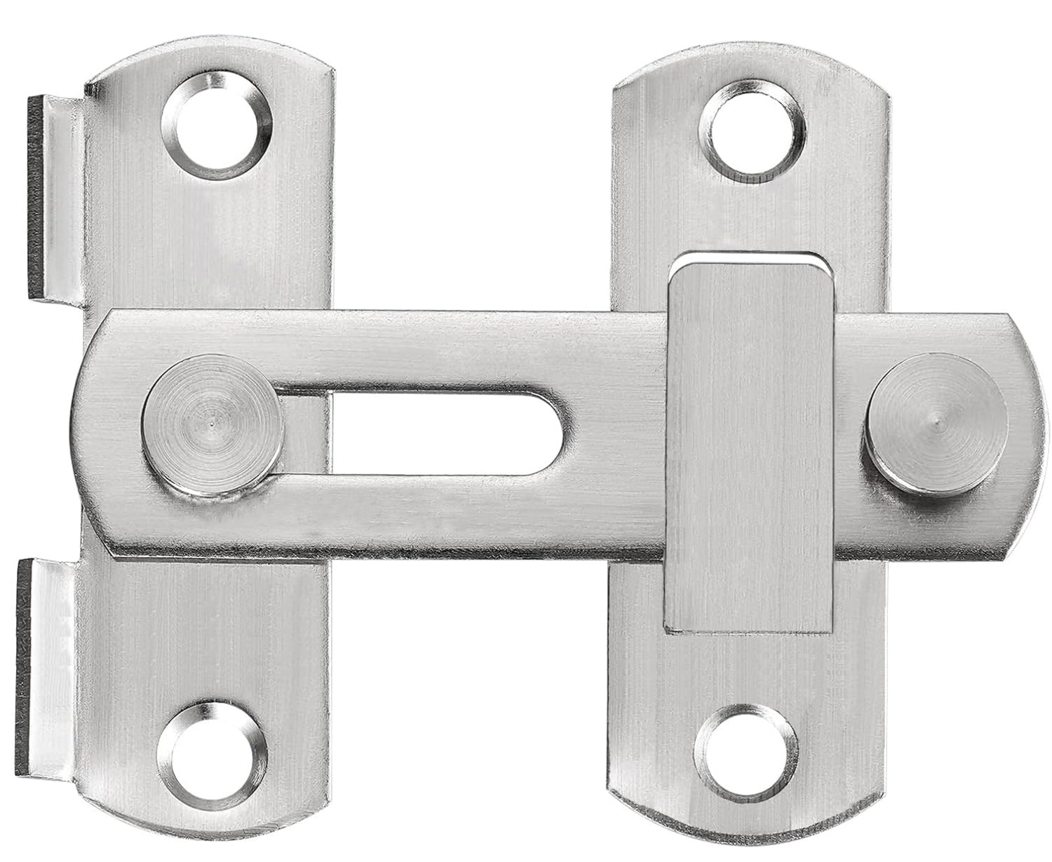 ZiYuya Flip Sliding Barn Door Lock, Stainless Steel Gate Latch Door Bolt Buckle, Stopper Lock Shed Door Bolt Latch for Garden Bathroom Outdoor Garage Window Silver 180° 4 inch