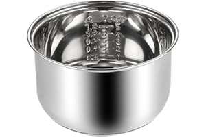 Rice Cooker Stainless Steel Inner Pot 5L Non-Stick Rice Cooker Liner Replacement with Scale for Boiling, Steaming, and Porrid