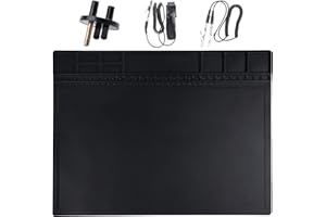 Premium Heat Resistant 932°F Anti Static Mat, HPFIX ESD Mat with Grounding Wire, Grounding Plug, and ESD Wristband, Silicone Soldering Repair Mat for Computer, PC Building, Eelectronics