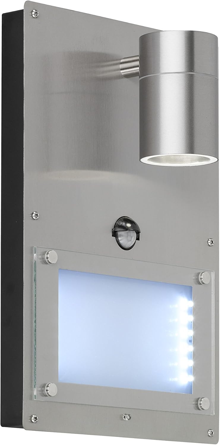 WOFI Hausnummernleuchte, Metall, GU10, 11.7 W, Edelstahl Gebürstet Roh, 12 x 22 x 32 cm