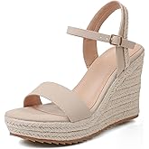 mikarka Women's Espadrille Wedge Sandals: Ankle Strap Platform Open Toe Wedges - Stylish High Heel Dressy Summer Wedges for Women, Inspired by Espadrilles