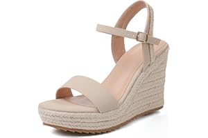 mikarka Women's Espadrille Wedge Sandals: Ankle Strap Platform Open Toe Wedges - Stylish High Heel Dressy Summer Wedges for Women, Inspired by Espadrilles