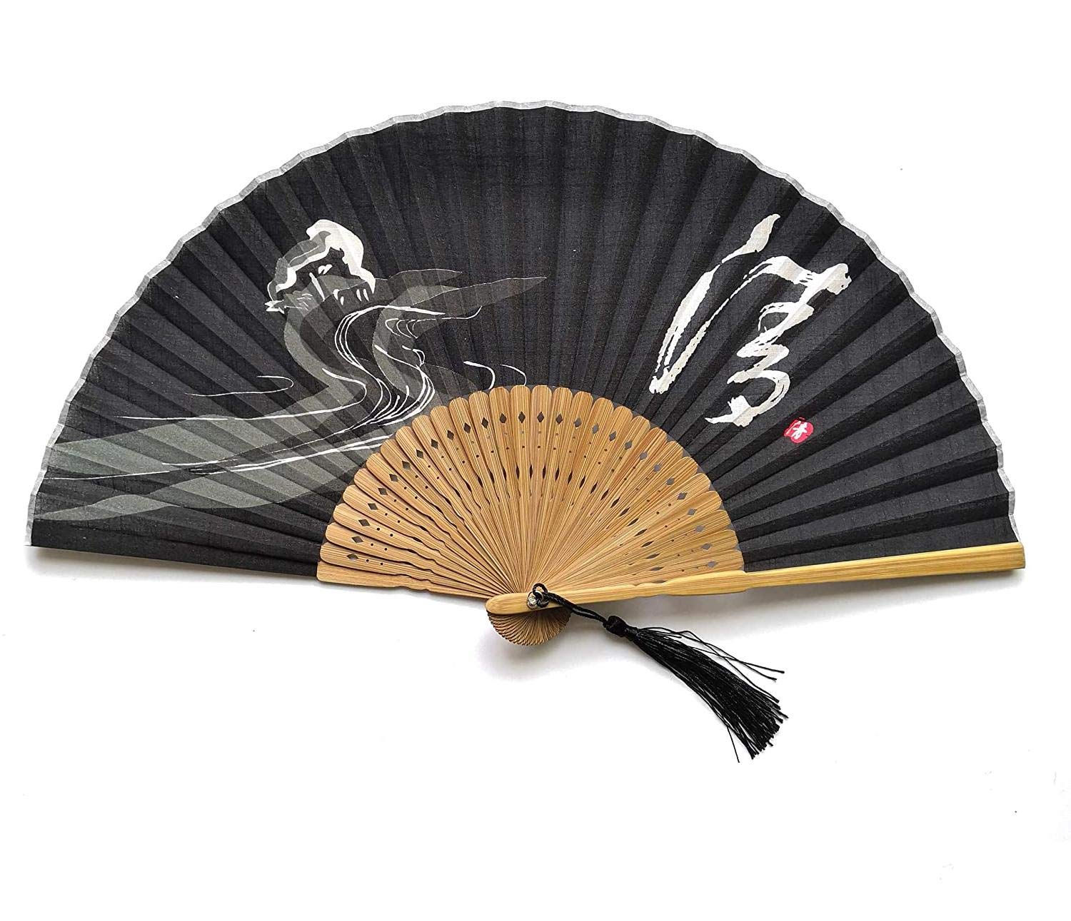 1SourceTek 8.27’ (21 cm) Folding Handheld Fan - With cloth sleeve protector, can be given as a gift - Chinese vintage nostalgic style