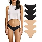 SHARICCA Women Seamless Cheeky Bikini No Show Panties Ladies Invisible Breathable Briefs Soft Stretch Underwear Multi Pack