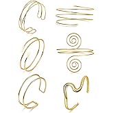 SOMEITIA 6Pcs Arm Cuff Gold Upper Arm Cuff Bracelet for Women Adjustable Open Cuff Bangle Minimalist Coil Swirl Armlet Armband Jewelry Set