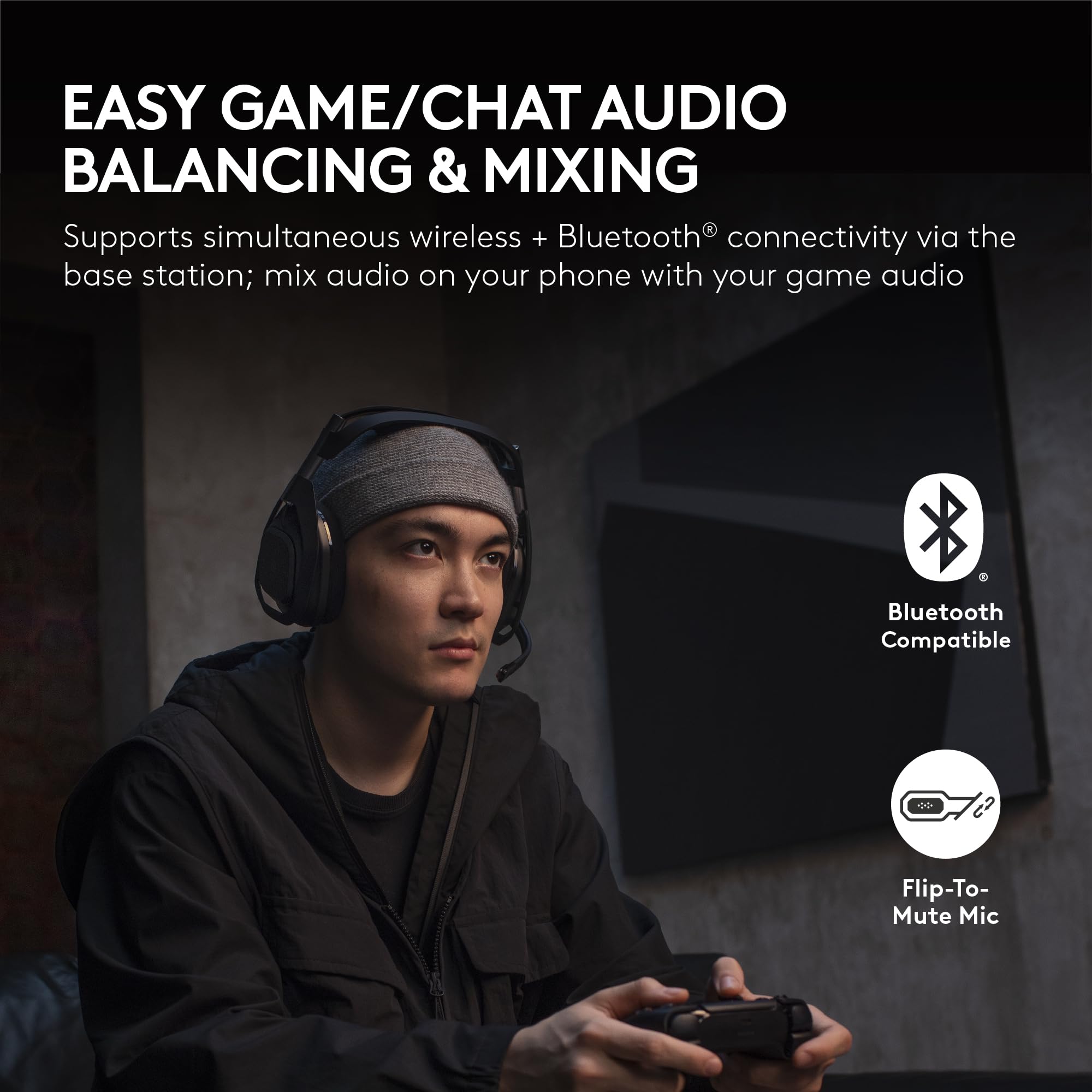 Logitech G Astro A50 X Omni-Platform Wireless Gaming Headset + Base Station for PS5, Xbox, PC: PLAYSYNC Video & Audio Switcher, HDMI 2.1 4K 120Hz VRR, 24 bit/48 kHz, 24hr Battery, 2.4GHz & BT - Black