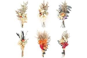 6PCS Mini Boho Dried Flower Bouquet Dried Flowers Small Bouquets Mini Natural Real Plants for Wedding Table Centerpieces Gift