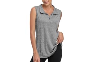 Viracy Women's Zip Up Golf Workout Tank Tops Sleeveless Quick Dry Athletic Polo Shirts