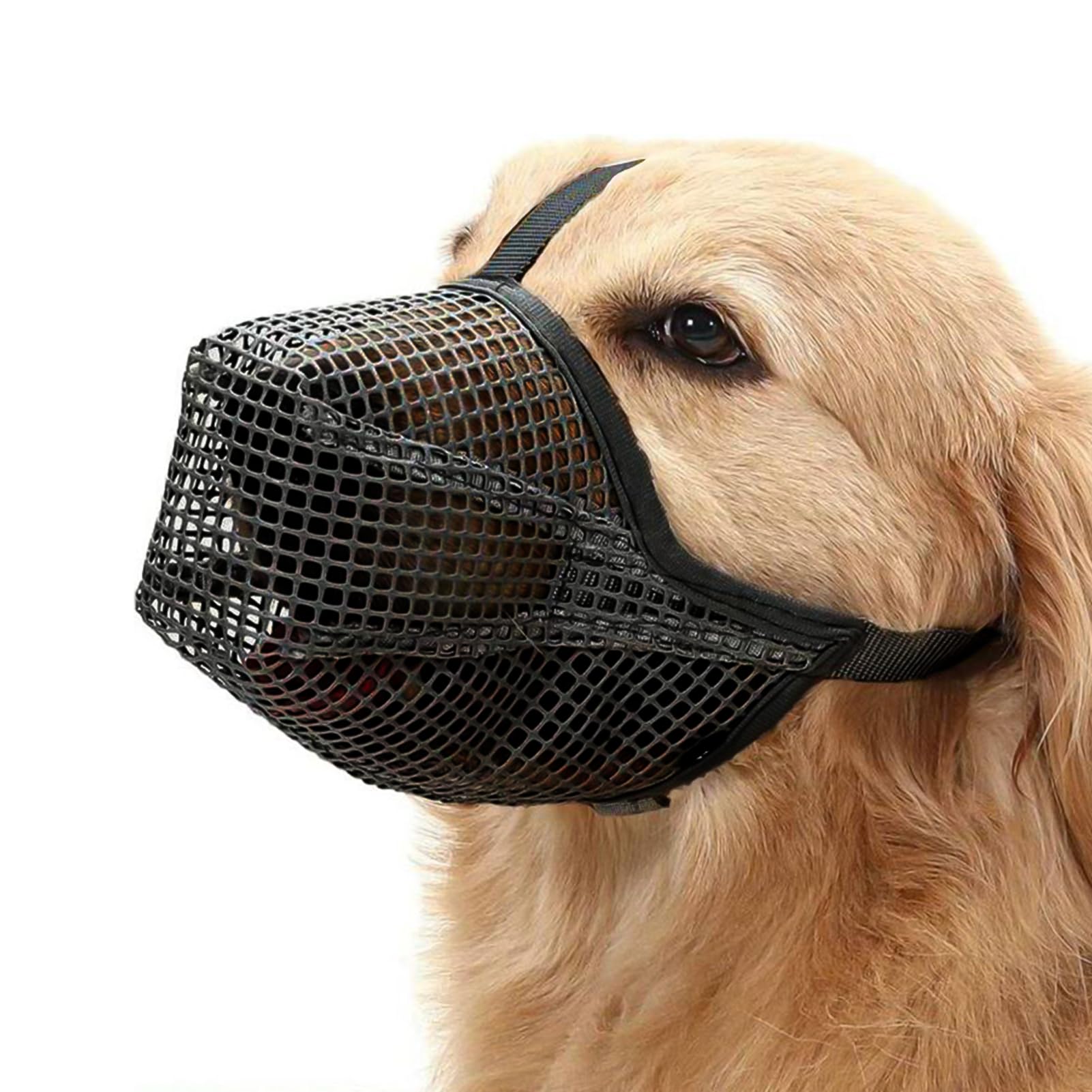 Dog Muzzle, Muzzle for Large Dog with Adjustable Straps Dog Muzzle with Rounded Mesh Prevent Biting Chewing Barking and Licking Comfortable & Breathable Soft Mesh Muzzle for Medium Large Dogs (L)