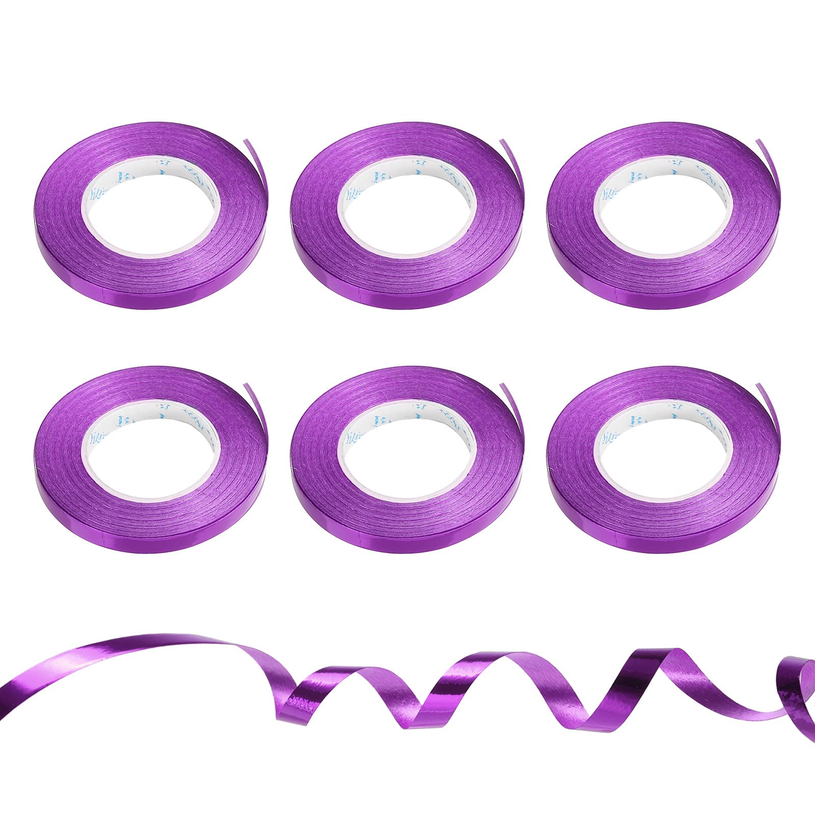 PATIKIL 6pcs Curling Ribbon Crimped Balloon String Shiny Metallic 5mm 10m Iridescent for Party Decoration Gift Wrapping Crafts Purple — image 1