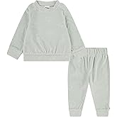 HUGGIES unisex-baby Velour Crewneck Sweatshirt and Jogger Pants 2-piece Outfit Set