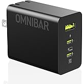 Omnibar 65W USB C Charger Block, 3-Port GaN USB C Wall Charger Power Adapter, iPhone Charger Fast Charging for iPhone 17/16/15/14, Type C Charging Block for MacBook iPad Samsung S25/S24 (Black)