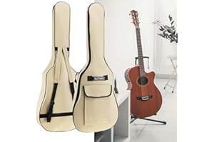 ESMAVO Acoustic Guitar Bag 40 41 Inch, Guitar Gig Bag, Double Shoulder Adjustable Straps Guitar Case, Waterproof Soft Guitar Backpack Large Capacity Pocket for Acoustic Classical Guitar, Beige