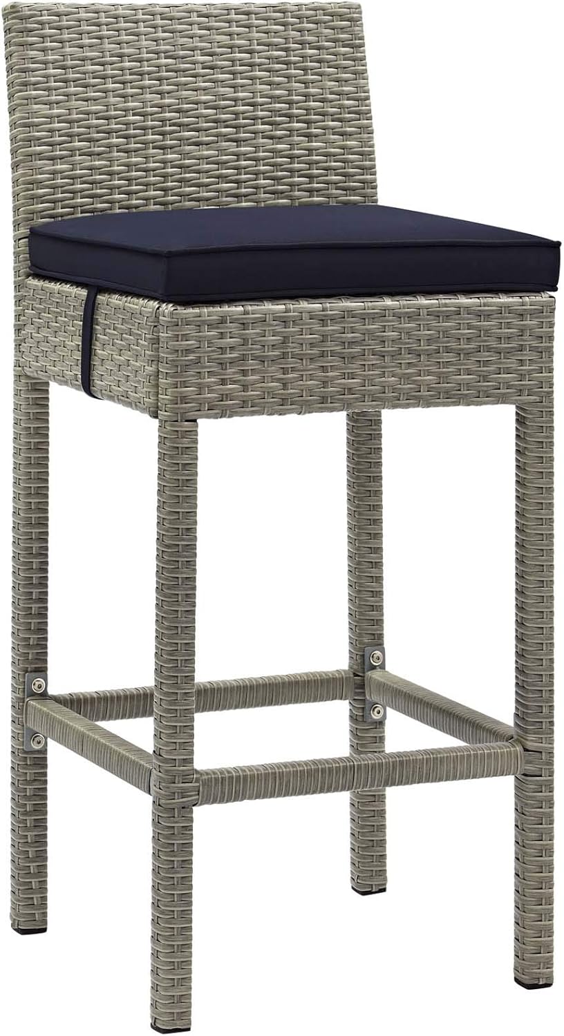 sundale outdoor bar stools on Amazon Com Modway Conduit Wicker Rattan Outdoor Patio Bar Stool With Cushion In Light Gray Navy Garden Outdoor