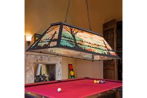 TOCHIC Vintage Pool Table Light 4-Light Rustic Tiffany Style Black Forest Lakes Billiard Light Fixture for Billiards Table Game Room Man Cave, Farmhouse Kitchen Island Dining Room Chandelier Lighting