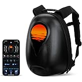 KEMIMOTO LED Backpack Helmet Bag Motorcycle Backpacks For Men Hardshell Reflective Backpack With Bluetooth App Control Large Capacity Expandable Travel Riding Gear (Power Bank Not Included)