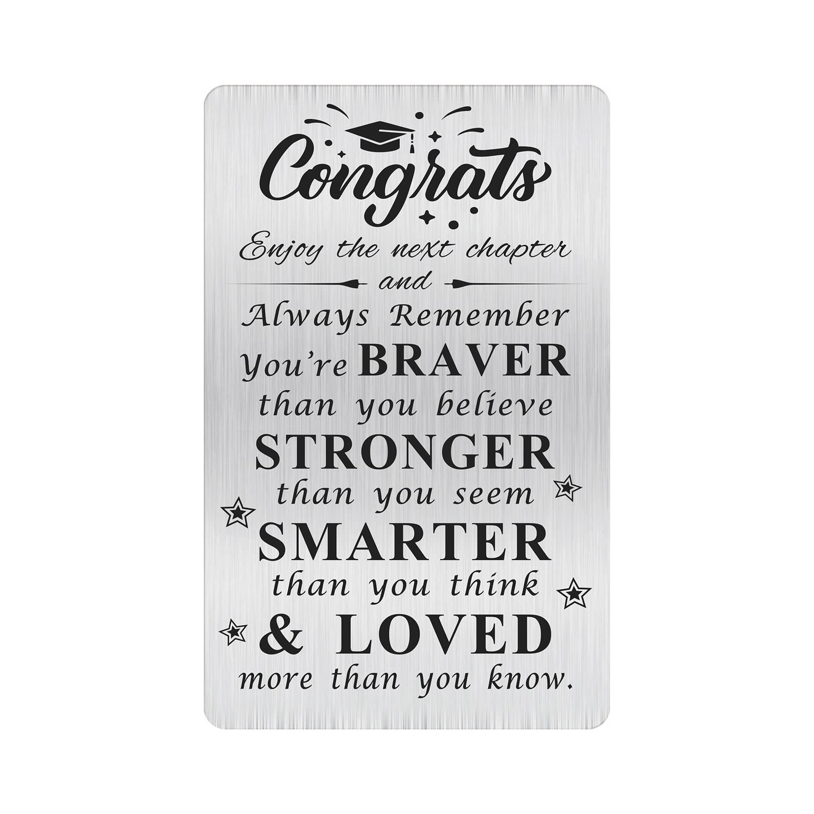 MOQIYXL Congrats Graduation Card, Inspirational College High School Senior Graduation Gifts for Boys Girls Kids, Enjoy The Next Chapter, Small Engraved Wallet Card