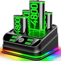 Controller Battery Pack, Rysker Controller Charger with 4 x 4800mWh Packs Rechargeable Battery Packs, Battery Pack Rechargeab