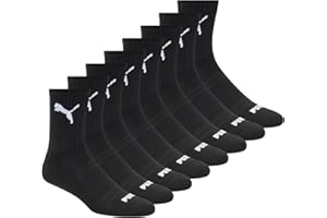 PUMA Mens 8 Pack Athletic Cushioned High Quarter Crew SocksAthletic Socks
