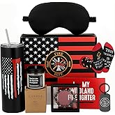 Maxdot Firefighter Gifts for Men Women Birthday Retirement Gift 20oz Stainless Tumbler Socks Keychain Candles Eye Masks Bracelets for Him Dad Husband Friends First Responder Christmas Party Favors