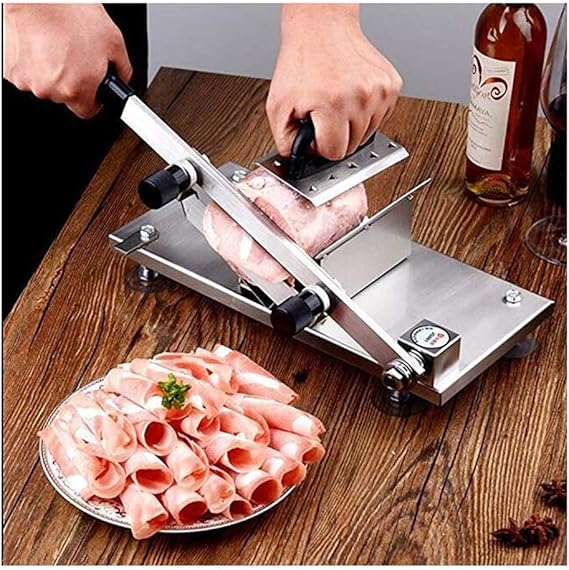 SweetyLady Meat Slicer Manual Control Frozen Cutting Stainless Steel