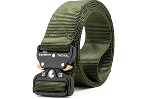 FAIRWIN Tactical Belt, Work Belts for Men Military Webbing Riggers Web Belt Heavy-Duty Quick-Release Buckle