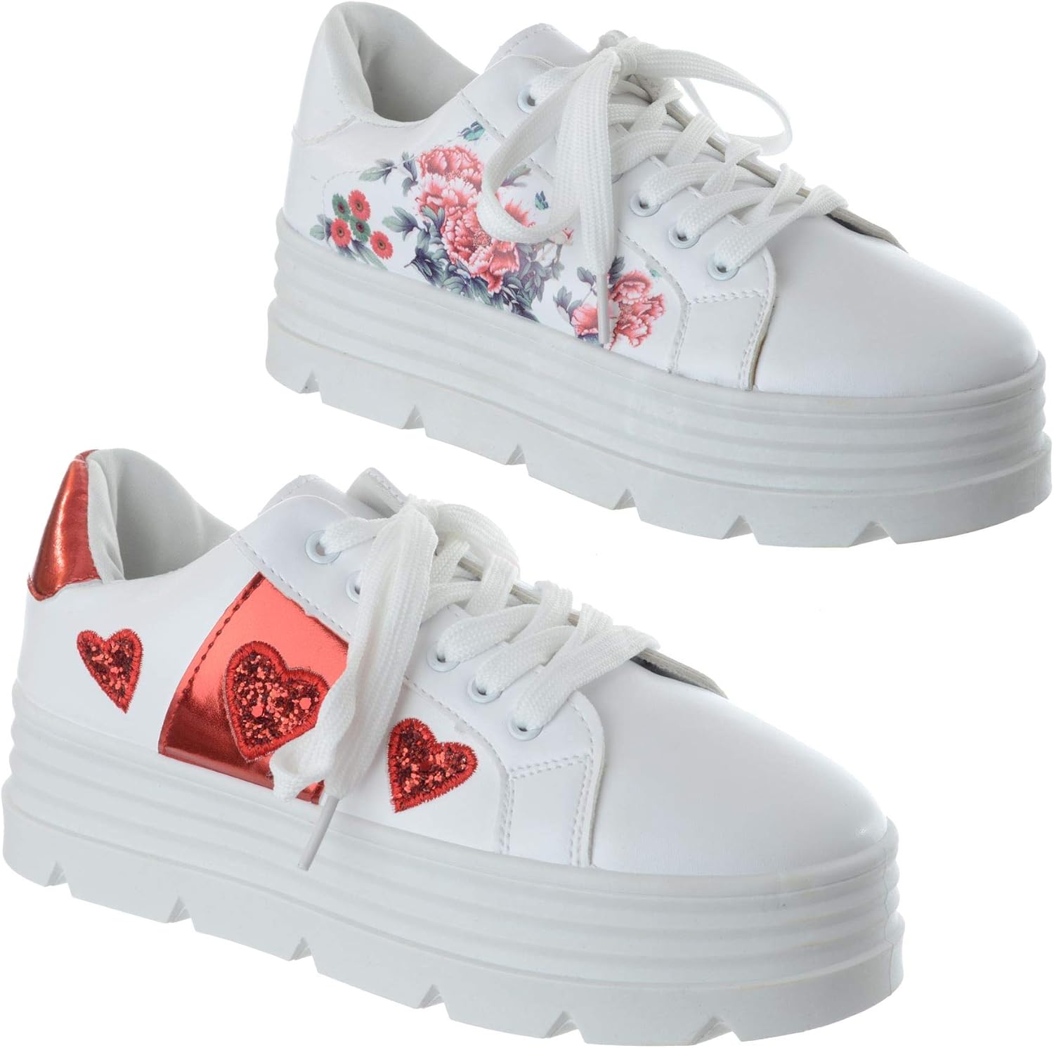 ladies white flatform trainers