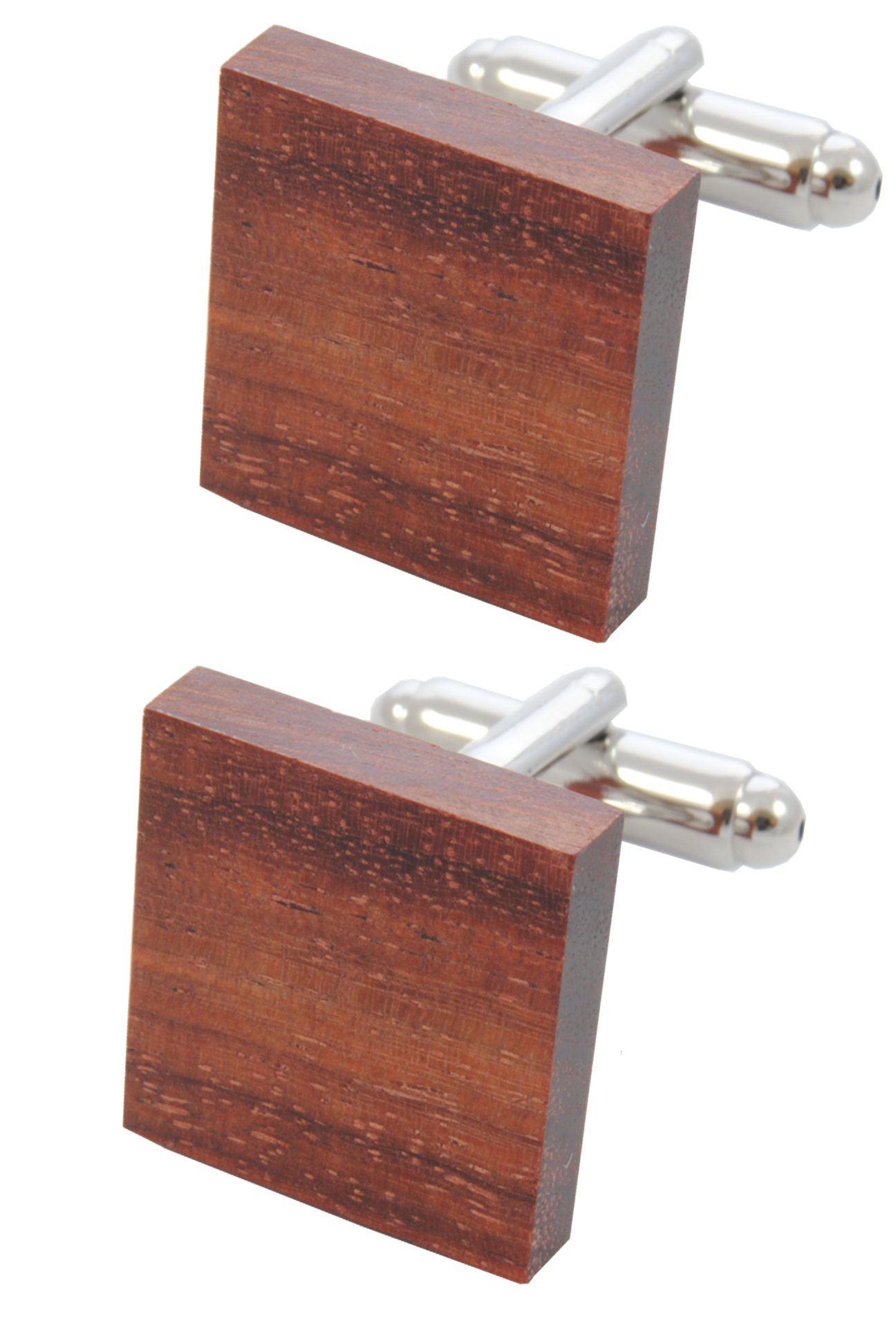 Cufflinks for Men + Presentation Box - Brown - Wooden Square Tile - Carpenter DIY Wood - Classic Elegance - Brown Colour - One Pair