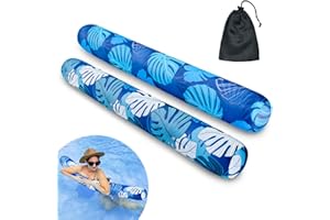 Inflatable Swimming Pool Noodle, 2 Pack Soft Fabric Quick Drying Covered Large Pool Floats Noodles, Premium Buoyancy Swim Poo