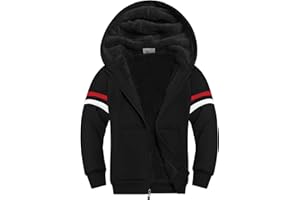 V VALANCH Boys Hoodie Zip Up Fleece Lined Jacket Warm Sherpa Hooded Sweatshirts for Boys Girls 6-15 Years