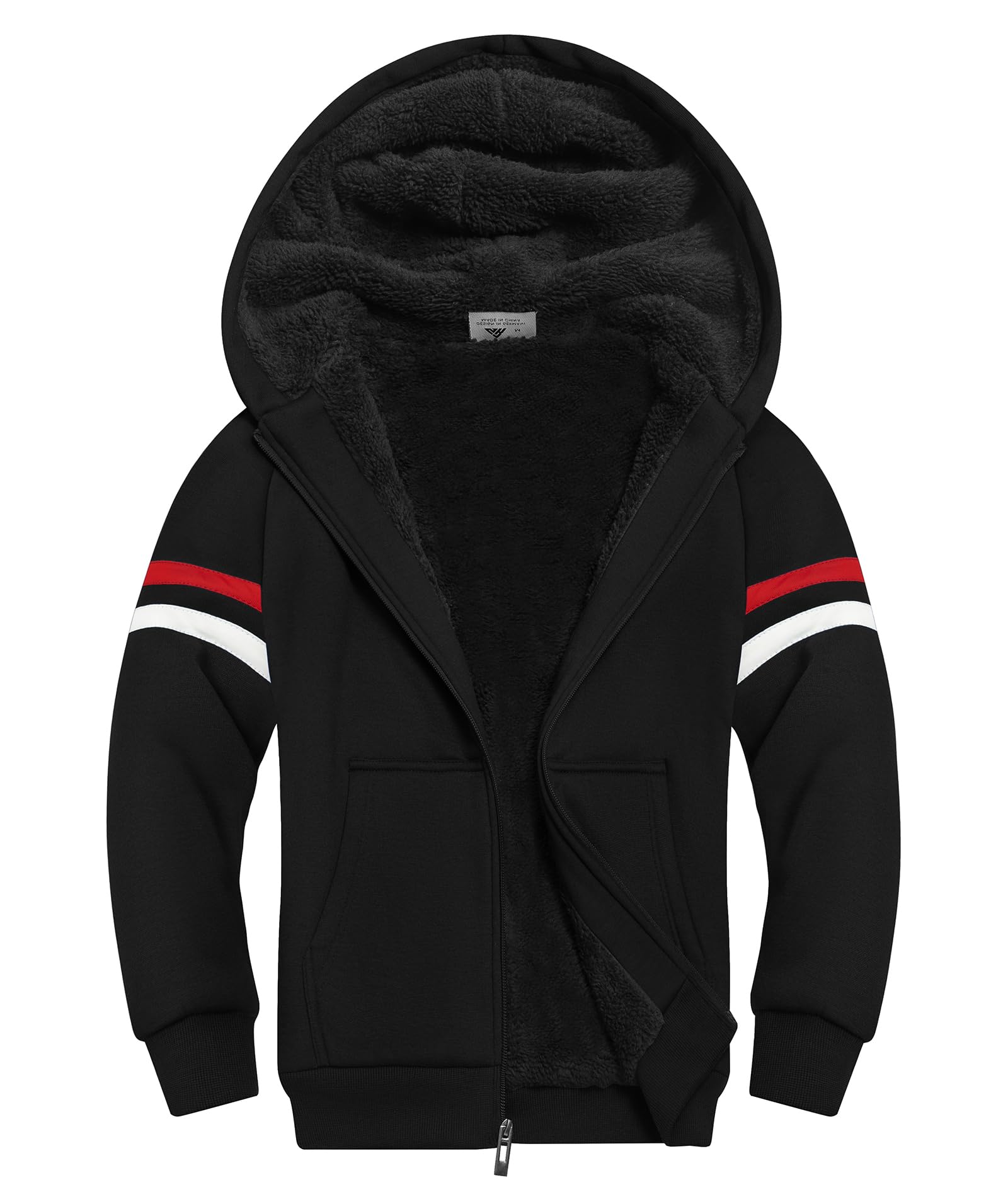 SWISSWELL Unisex Boys Girls Fleece Hoodie Sherpa Lined Jacket Zip Up Hooded Sweatshirt Winter Outerwear for Kids (Red White Black, 12-13) Image SWISSWELL Unisex Boys Girls Fleece Hoodie Sherpa Lined Jacket Zip Up Hooded Sweatshirt Winter Outerwear for Kids (Red White Black, 12-13) Image